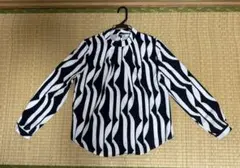Mサイズ 黒白ストライプ 長袖ブラウス