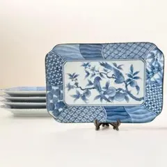 有田焼 伊万里 染付 長角皿 5枚セット 寿司皿 Sushi Platterのサムネイル