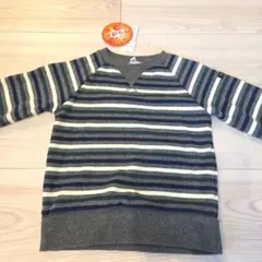 長袖トレーナー グレーと青のストライプ