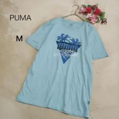 【PUMA プーマ】サマーパームズグラフィックTシャツ 半袖 ライトブルー Mのサムネイル