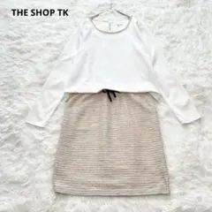 THE SHOP TK ドッキングワンピース パール装飾 白ベージュP1701
