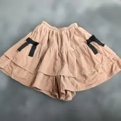 ベルメゾンフリル付きコーデュロイベージュショートパンツ 140cm