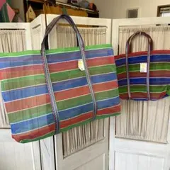 新品　台湾2個セット　漁師網カラフルメッシュトートバッグ　3号と9号