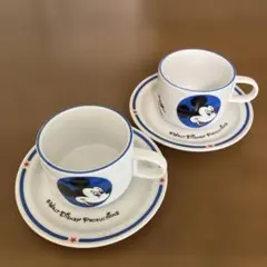 昭和レトロ　サンゴチャイナ　ミッキー&ミニー カップ &ソーサー