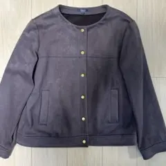 ノーカラージャケット/スエード調生地/L/レディース/紫/レディース/Part2