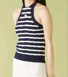 リリーブラウンxマリークワント ボーダー デイジー刺繍アメスリケーブルニット