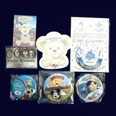 【海外ディズニー】非売品　アニバーサリー　缶バッジ　ステッカー
