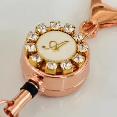 スワロフスキー デコ リールキーホルダー　イニシャル