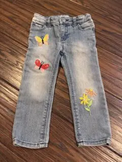 babyGap スキニーフィット デニムパンツ 95cm 花柄刺繍