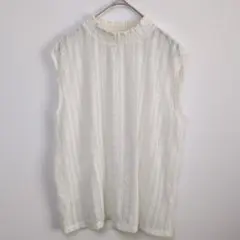 GU ノースリーブ 【L】トップス プルオーバー アイボリー レース編み フリル