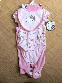 ★新生児サイズ★Hello Kitty ピンクロンパース スタイ付き