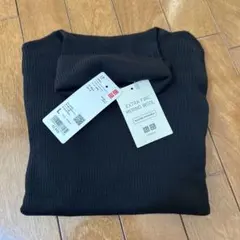 【新品】UNIQLO エクストラファインメリノ リブタートルネック ブラックL
