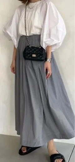 DOUDOU ジャガード織ギンガムチェック柄フレアスカート