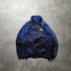90sUMBROアンブロトラックジャケットジャージマルチカラー刺繍ロゴネイビー