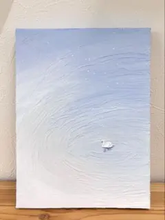 【yesudio】テクスチャーアート 白鳥 アクリル絵画