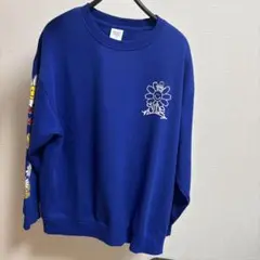 花刺繍 ネイビー トレーナー