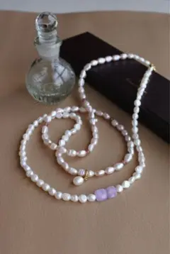 完成品⭐︎淡水パールとアメジストのツーウェイロングネックレス