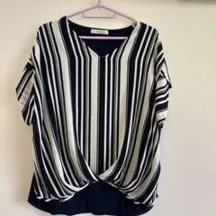 chocol raffine robe ストライプ Vネック 半袖トップスのサムネイル