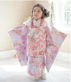 CC送料込み 花柄織入り着物ワンピース＆被布セット100cm【M4187】