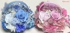プリザーブドフラワーアレンジメント カーネ入り ピンク＆ライトブルー フォロ割