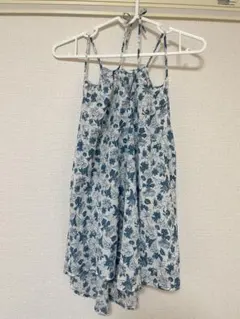 花柄　ホルターネック　キャミソール　M ブルー　ホワイト　UNIQLO ユニクロのサムネイル