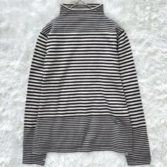 サンラメール ボーダーニット ハイネック M相当　ブラック×ベージュ　着回し