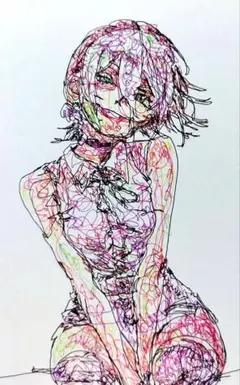 J*e様 レゼ。ボールペン画。手描きイラスト。ファンアート。ハガキ。