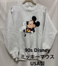 90s Disney USA製 スウェット ミッキー デカロゴ　トレーナー