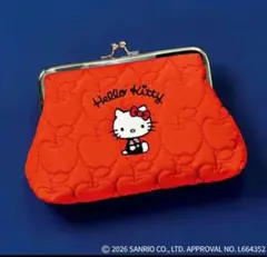 リンネル3月号増刊付録　ハローキティ刺繍入りがま口ポーチ