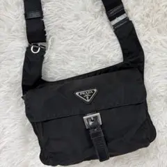 美品 PRADA プラダ ショルダーバッグ ナイロン レザー ブラック 3角ロゴのサムネイル