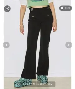 jouetie センターピンタックカラーフレアパンツ