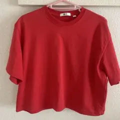 UNIQLO C コットンオーバーサイズ　クロップドT(半袖)レッド S