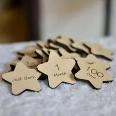 木製 星・ほし・スター マンスリーカード Just Born 月齢