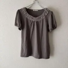axes femme グレージュ 半袖カットソー ビジュ レース Mのサムネイル