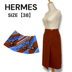 HERMES ラップスカート ブラウン 茶 BROWN 38 コットン 競馬のサムネイル