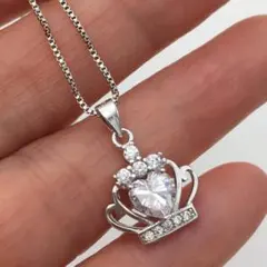 新品 シルバー 925 クラウン 王冠 ジルコニア ネックレス 結婚式 ギフト