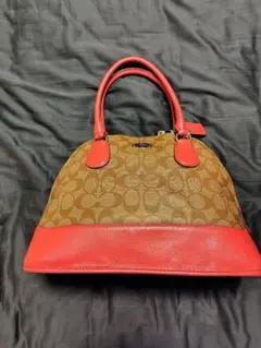 COACH シグネチャー キャンバス ドーム型 ハンドバッグ
