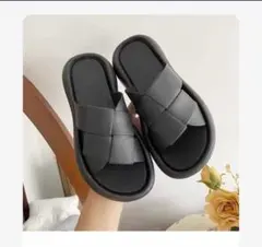 かなたい様 專用 ブラック クロスストラップ サンダル サイズ；23cm