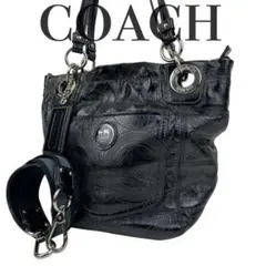 ✨極美品　COACH コーチ　ショルダーバッグ　2way　黒エナメル　オプアート