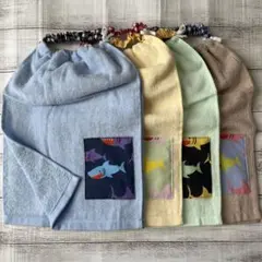 おりこうタオル おりこうエプロン サメ 二重 4枚セット