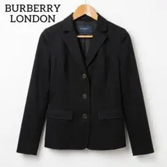 バーバリーロンドン テーラードジャケット ブラック ノバチェックパイピング 綿
