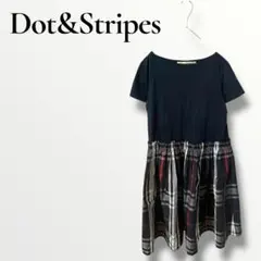 Dot&Stripes ドットアンドストライプス　半袖ワンピース　チェック柄　黒のサムネイル