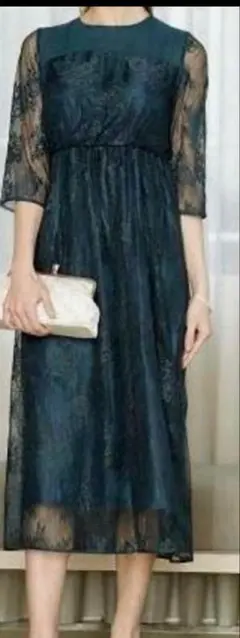 ドリードール LL 結婚式　パーティ　ドレス　ワンピース　ネイビー　大きいサイズ