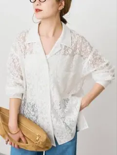 Spick & Span エアリーレースオープンカラーシャツ サイズFのサムネイル