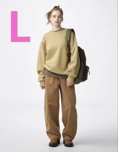 新品未使用⭐︎ コーデュロイバレルレッグイージーパンツ　34ブラウン