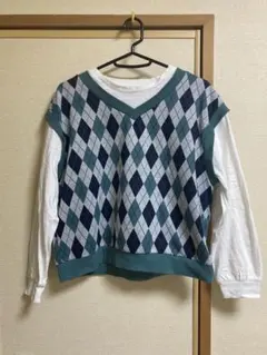ハニーズ　COLZA アーガイルチェック　カットソー　Mのサムネイル