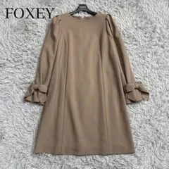 《美品》フォクシー 定価12万 リボン袖ウールワンピース SleevesDres
