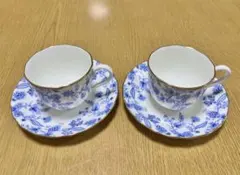 Noritakeブルーソレンティーノティー ボーンチャイナ カップ＆ソーサ2客
