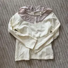 Samansa Mos2 フリル付き襟 長袖カットソー 120 アイボリー