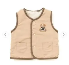 SLAP SLIP ベージュ犬刺繍ベスト